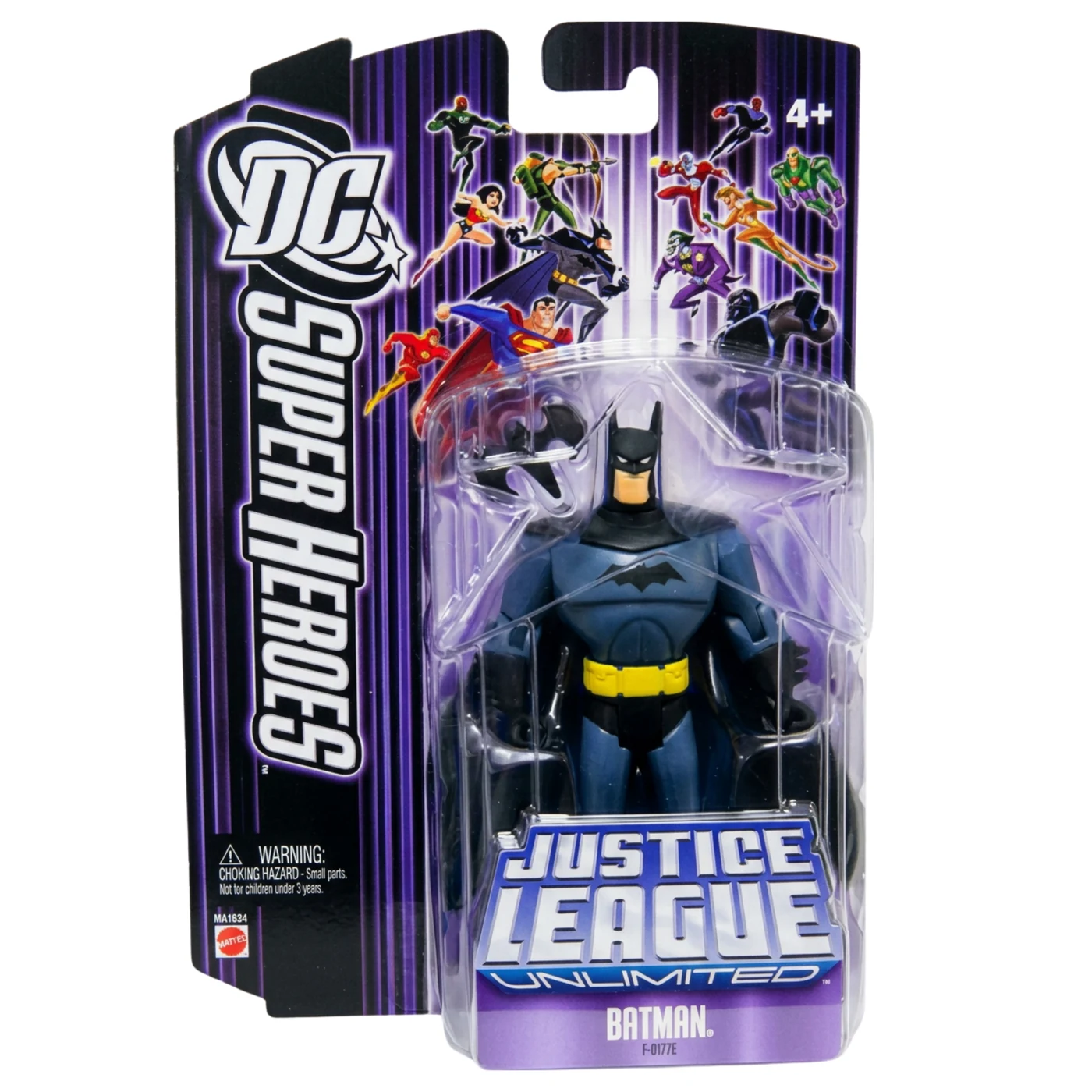 Batman on a purple DC Super Heroes Justice League Unlimited action figure card