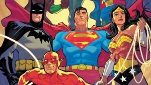 Justice League animated heroes assembled for a multiverse adventure