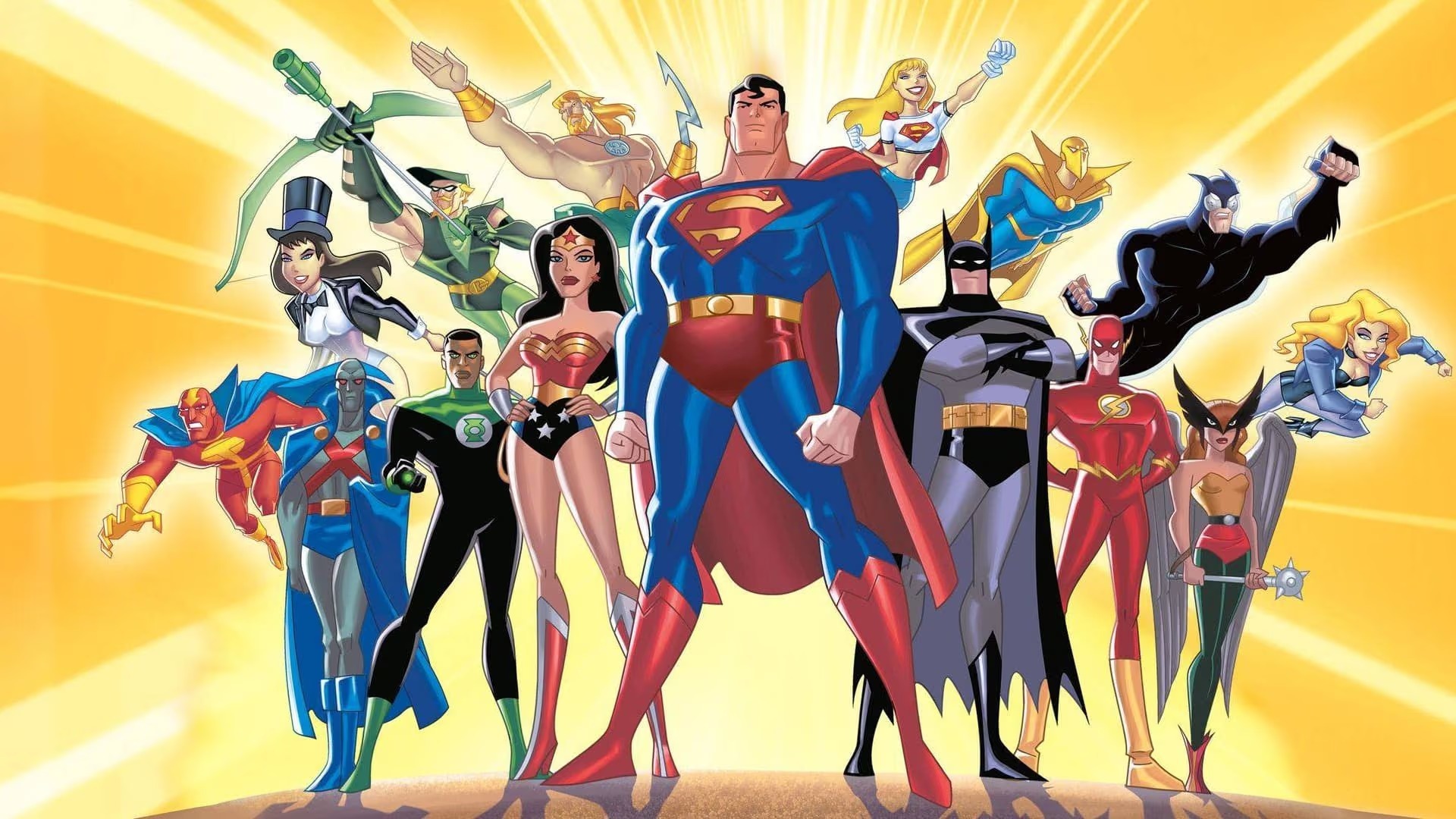 Superman, Batman, Wonder Woman and the expanded Justice League Unlimited team