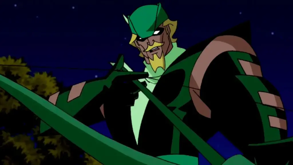 Green Arrow drawing his bow in Justice League Unlimited